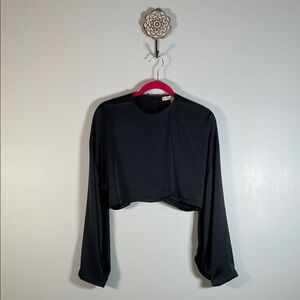 Stylish Black Long Sleeve Crop Top